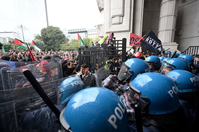 AFP/ „Scanpix“/Protestai Italijoje