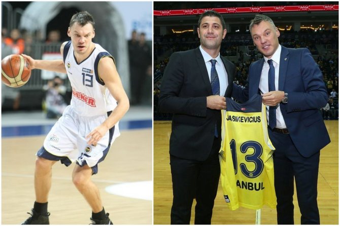 nuotr. „Twitter“ ir „Scanpix“/Šarūnas Jasikevičius žaidė „Fenerbahče“ komandoje, o vėliau vos netapo jos treneriu