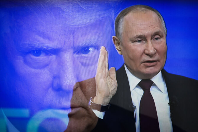 AFP/ „Scanpix“/Donaldas Trumpas, Vladimiras Putinas