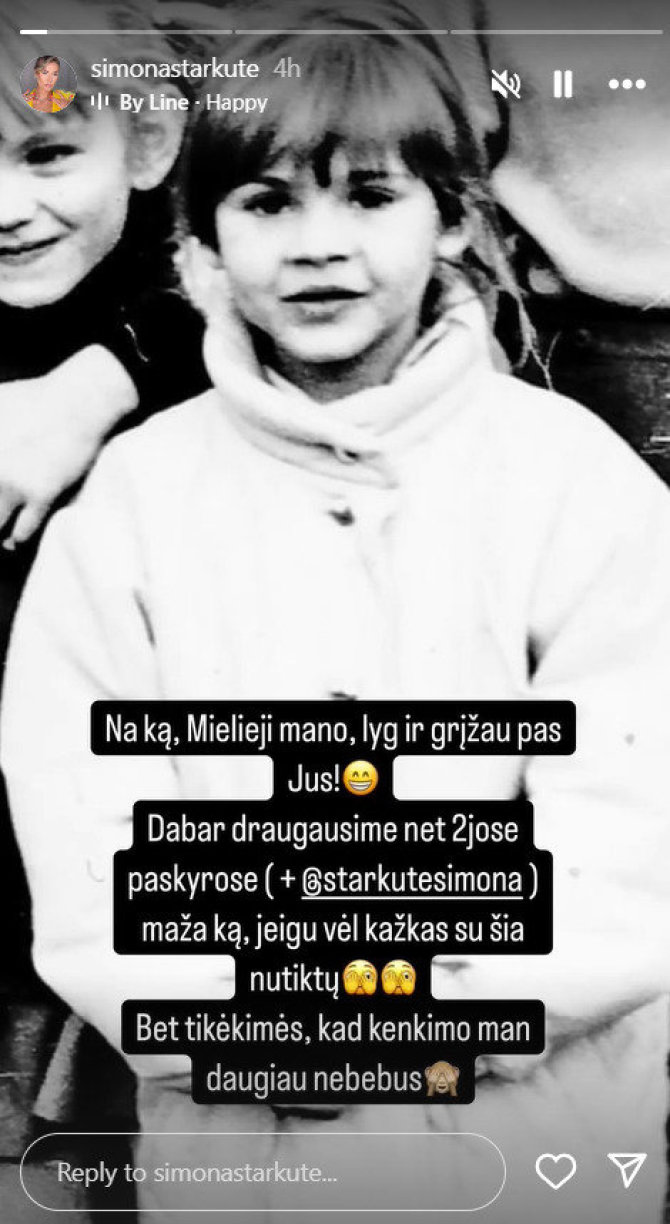 Ekrano nuotr./Simona Starkutė atgavo instagramo paskyrą