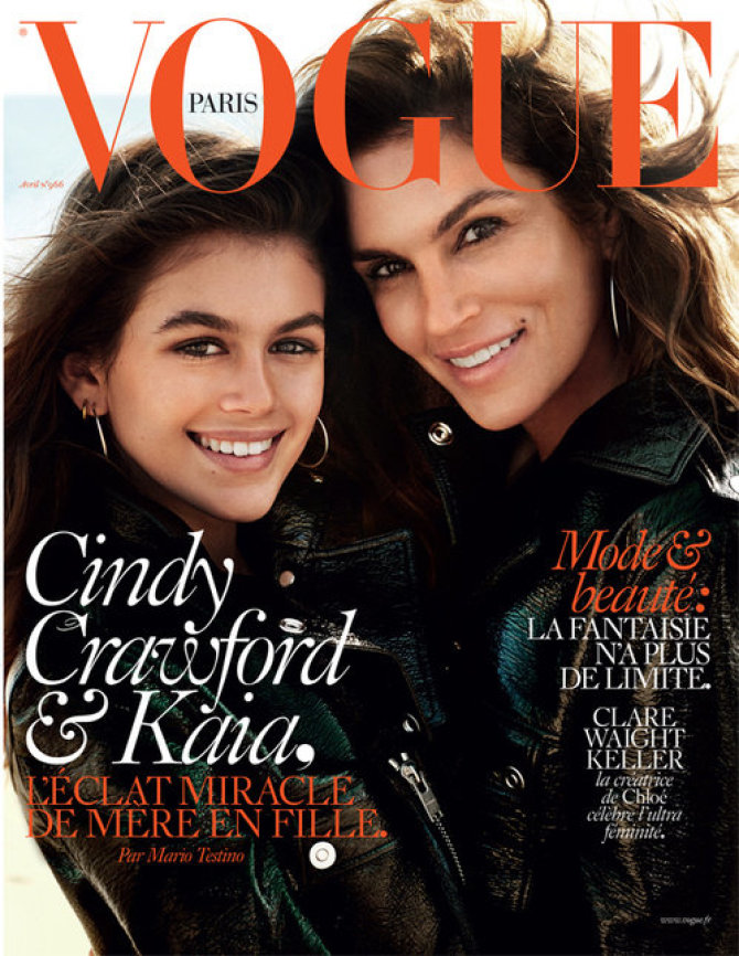 „Vogue“ viršelis/Mario Testino nuotr./Cindy Crawford ir Kaia Gerber