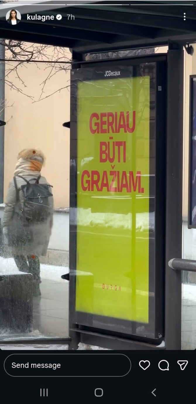 „Burga“ reklama nuomonės formuotojos Agnės Kulitaitės „Instagram“