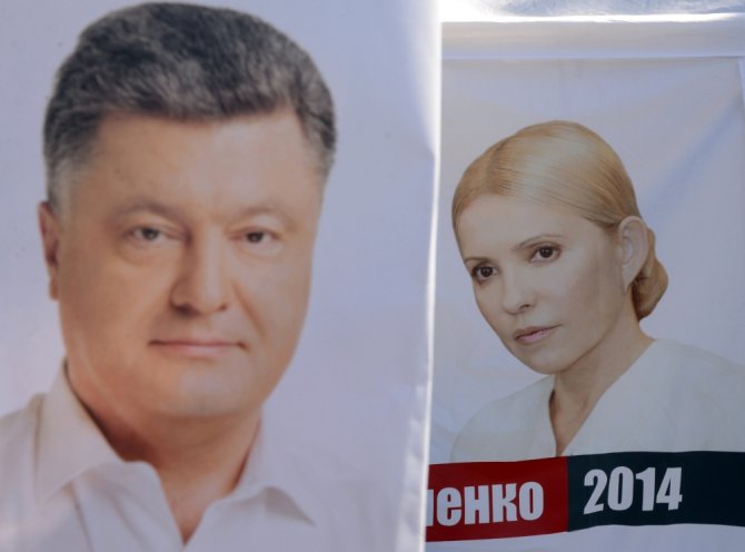 „Scanpix“ nuotr./Ukrainos prezidento rinkimų favoritai Petro Porošenka ir Julija Tymošenko