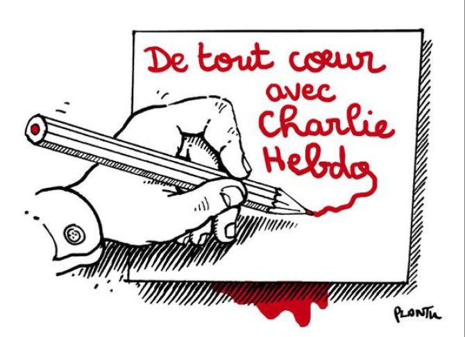 Nuotr. iš „Twitter“/Socialiniuose tinkluose plinta šis solidarumo gestas: „Visų širdys su „Charlie Hebdo“