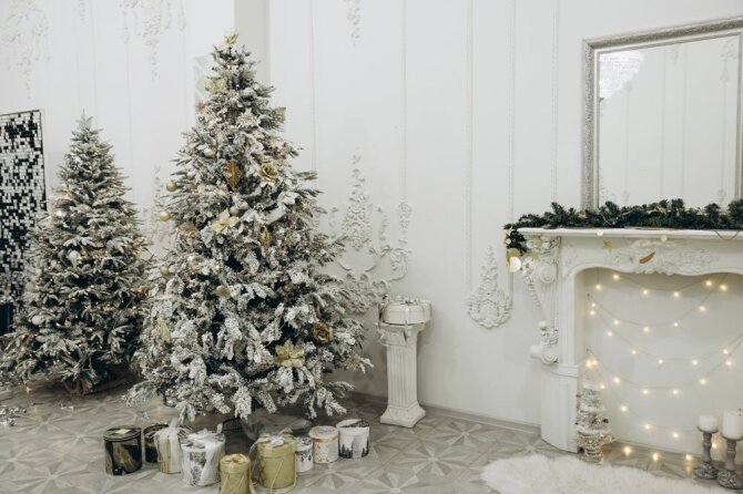 Shutterstock nuotr./Baltos Kalėdų eglės dekoracijos