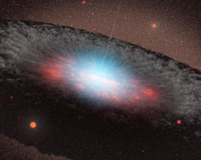NASA nuotr./Supermasyvi juodoji bedugnė galaktikos centre dailininko požiūriu 