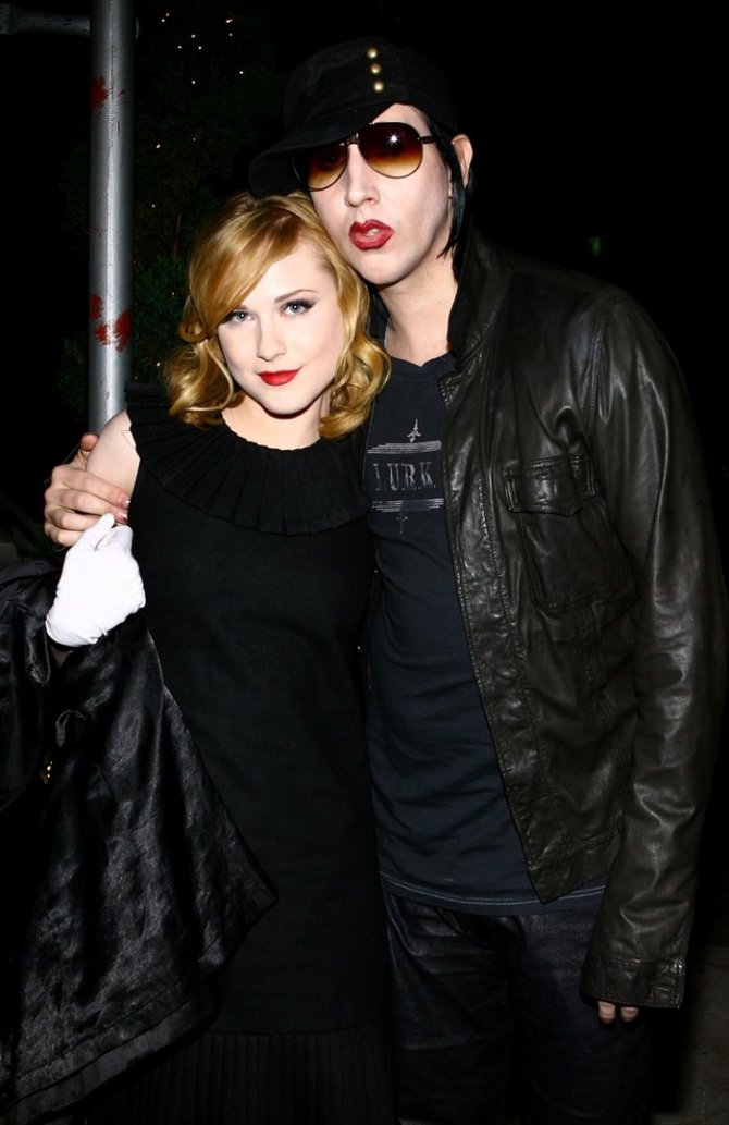 AFP/„Scanpix“ nuotr./Evan Rachel Wood ir Marilynas Mansonas (2007 m.)