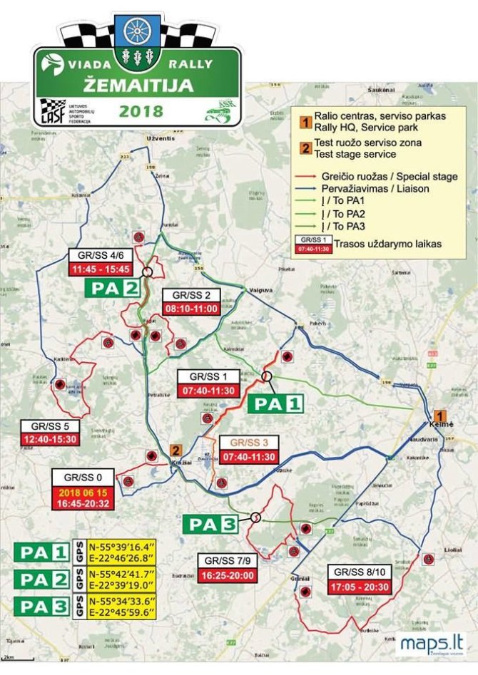 „Rally Žemaitija 2018“ žemėlapis
