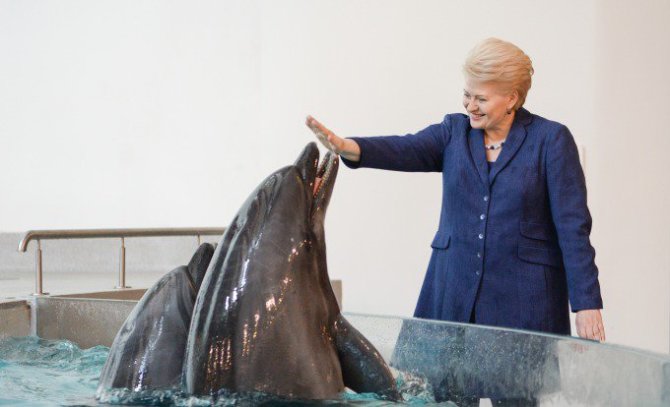 Prezidento kanceliarijos nuotr./Dalia Grybauskaitė delfinariume