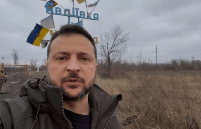 Telegram/Volodymyras Zelenskis fronto linijoje prie Avdijivkos