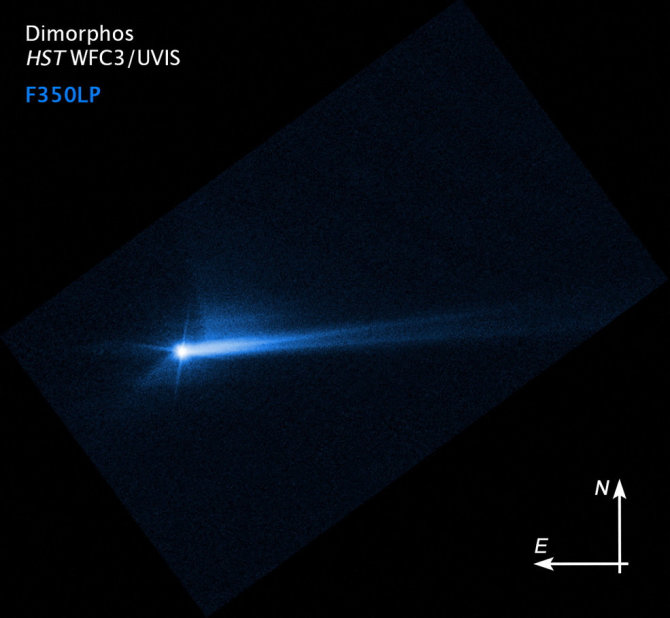 „Reuters“/„Scanpix“ nuotr./Asteroidas Dimorfas ir jo nuolaužos po susidūrimo