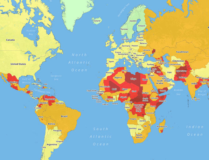 International SOS Travel Risk Map/Kelionių rizikos žemėlapos