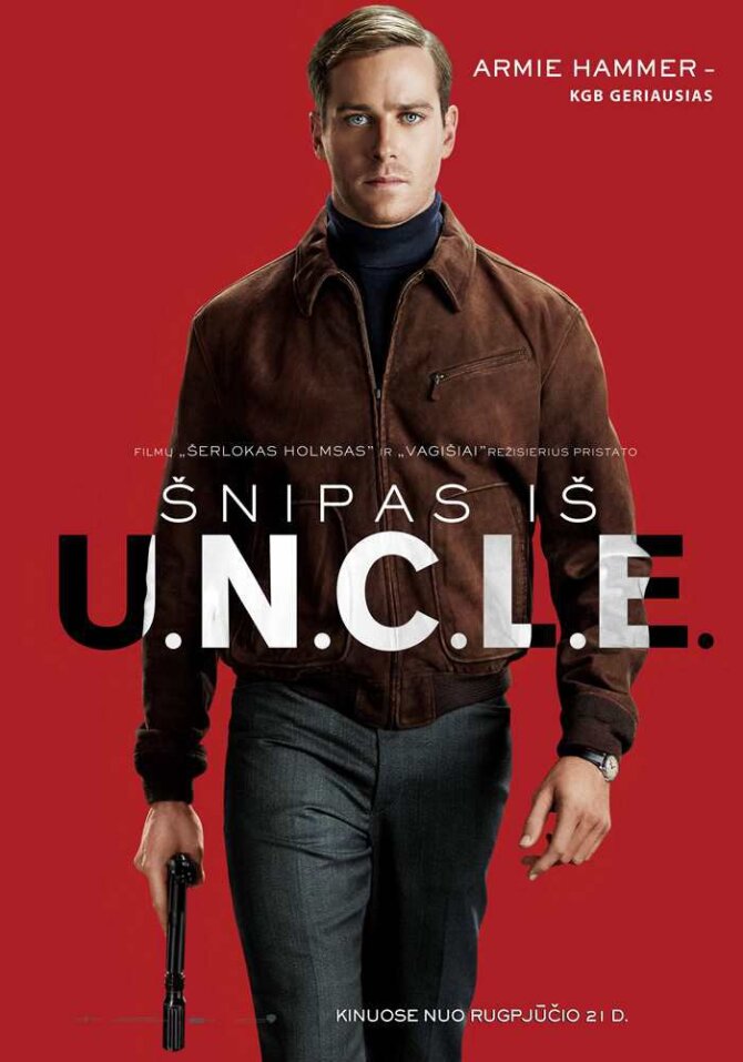 „ACME Film“ nuotr./Armie Hammeris filmo „Šnipas iš U.N.C.L.E.“ plakate