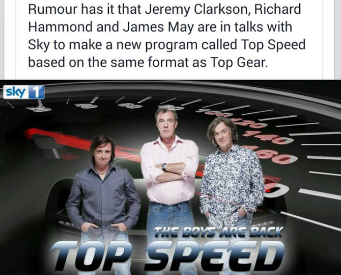 „Twitter“ nuotr./Sklinda gandas, kad „Top Gear“ komanda kurs laidą „Top Speed“