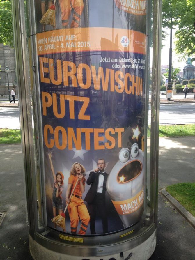 15min.lt nuotr./Eurovizinis švaros akcijos plakatas Vienoje