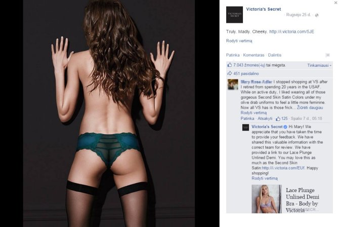 Ekrano nuotrauka iš „Facebook“/„Victoria's Secret“ fotošopo klaida