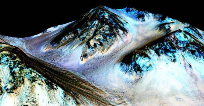 NASA/JPL/Arizona state university/Dryžiai Marse, kuriuos suformavo tekntis vanduo, 2015 m.
