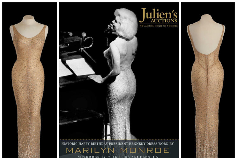 Aukcione parduodama Marilyn Monroe suknelė, kurią vilkėdama ji sveikino prezidentą su gimtadieniu