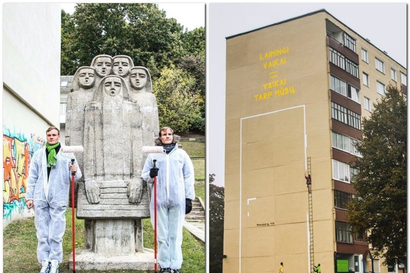 Alytuje daugiabučio sieną išpiešę broliai Gataveckai siunčia žinią apie beglobius vaikus