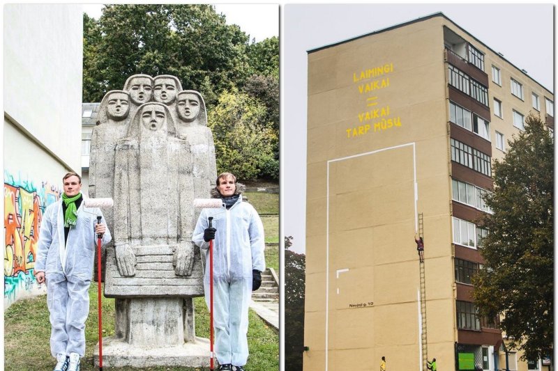 Piešiniu išmarginta siena Alytuje