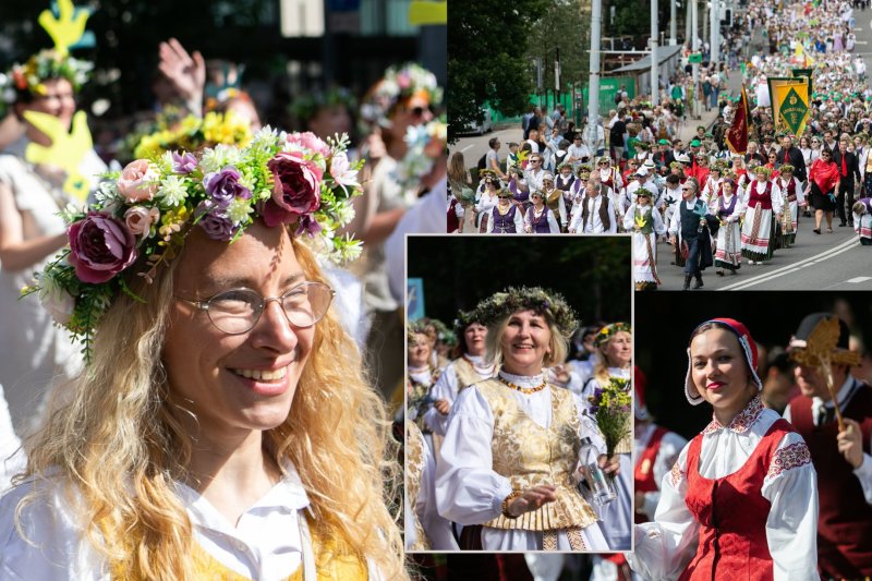 Vilniuje – didinga Dainų šventės eisena: tūkstančiai dalyvių, akį traukiantys kostiumai ir šokiai