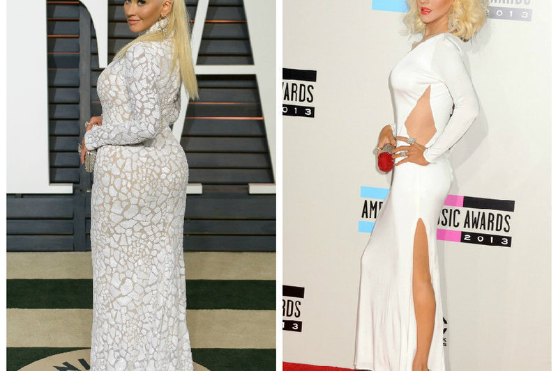 Christina Aguilera 2015-ųjų vasarį ir 2013-ųjų lapkritį