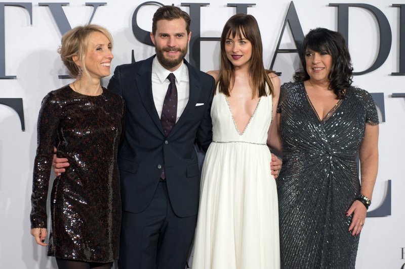 Sam Taylor-Johnson, Jamie Dornanas, Dakota Johnson ir E.L.James