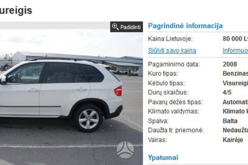 Egidijui Dragūnui priklausantis „BMW X5“ visureigis