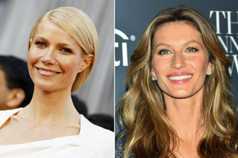 Kairėje: aktorė Gwyneth Paltrow; dešinėje: modelis Gisele Bundchen.