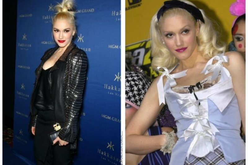 Gwen Stefani (kairėje 2014 m., dešinėje - 2004 m.)