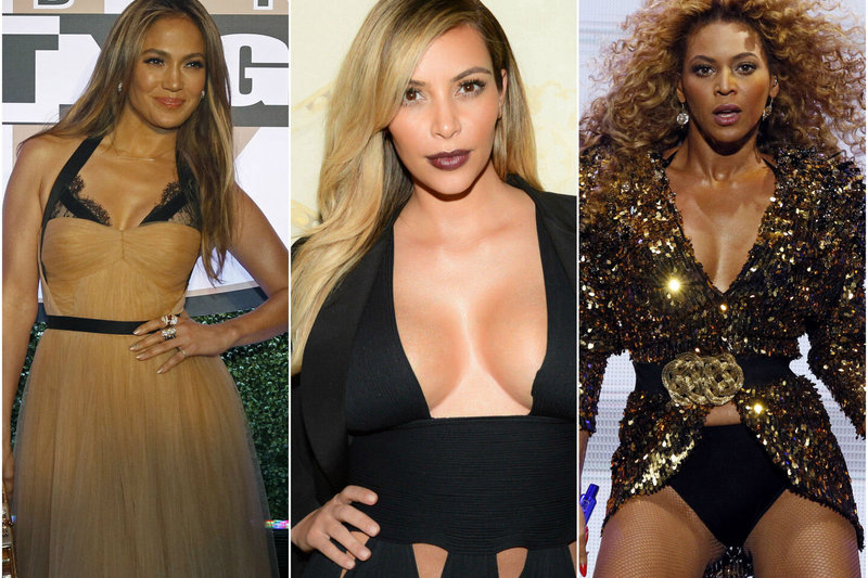 Iš kairės: Jennifer Lopez, Kim Kardashian ir Beyonce.