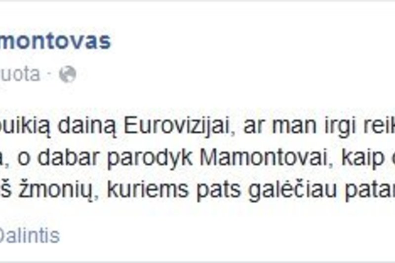 Andriaus Mamontovo klausimas socialiniame tinkle