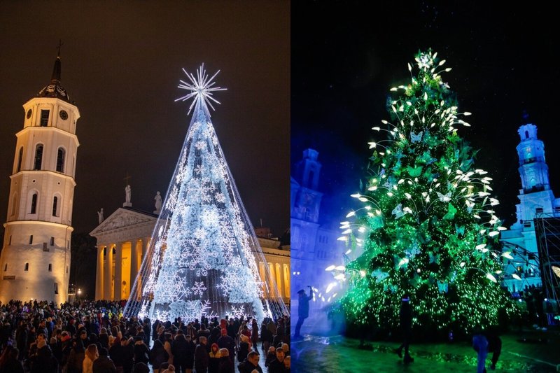 Vilniaus ir Kauno Kalėdų eglutės / Luko Balandžio ir Teodoro Biliūno nuotr.