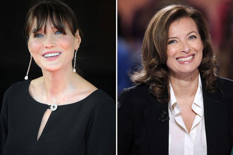 Carla Bruni-Sarkozy ir Valerie Trierweiler varžosi dėl pirmosios Prancūzijos ponios pareigų 