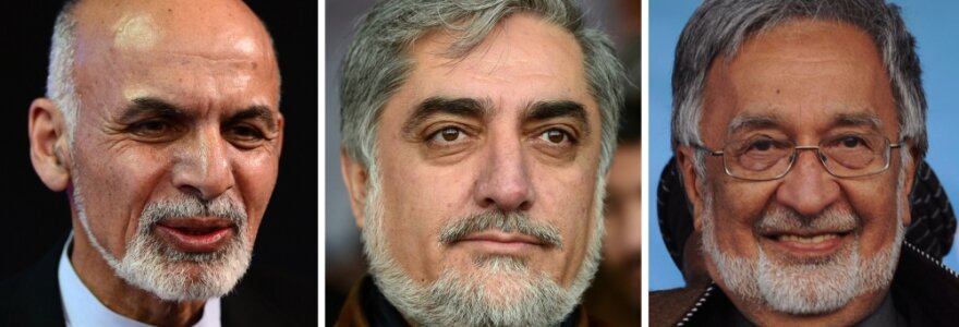 Kandidatai į Afganistano prezidentus Ashrafas Ghani Ahmadzai, Abdullah Abdullah, Zalmai Rassoulas