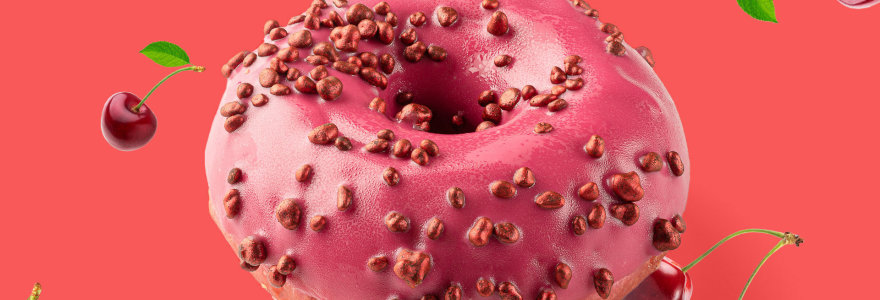 Spurga DONUT VIVA MAGENTA su vyšnių įdaru