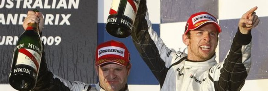 „Brawn GP“ komandai atstovaujantys Jensonas Buttonas (dešinėje) ir Rubensas Barrichello. 