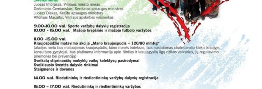 Pasaulinės &scaron;irdies dienos renginių programa.
