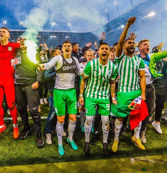 Klubo nuotr./Liublianos „Olimpija“ triumfas ir Justas Lasickas viduryje