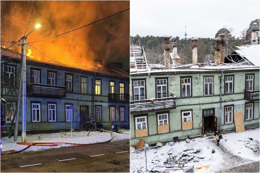 Sean B. ir 15min nuotr./Vilniaus Birutės g. 16C sudegė namo stogas