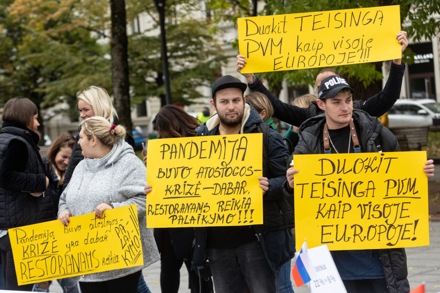 Pauliaus Peleckio / BNS nuotr./Lietuvos viešbučių ir restoranų asociacijos surengtas protestas 
