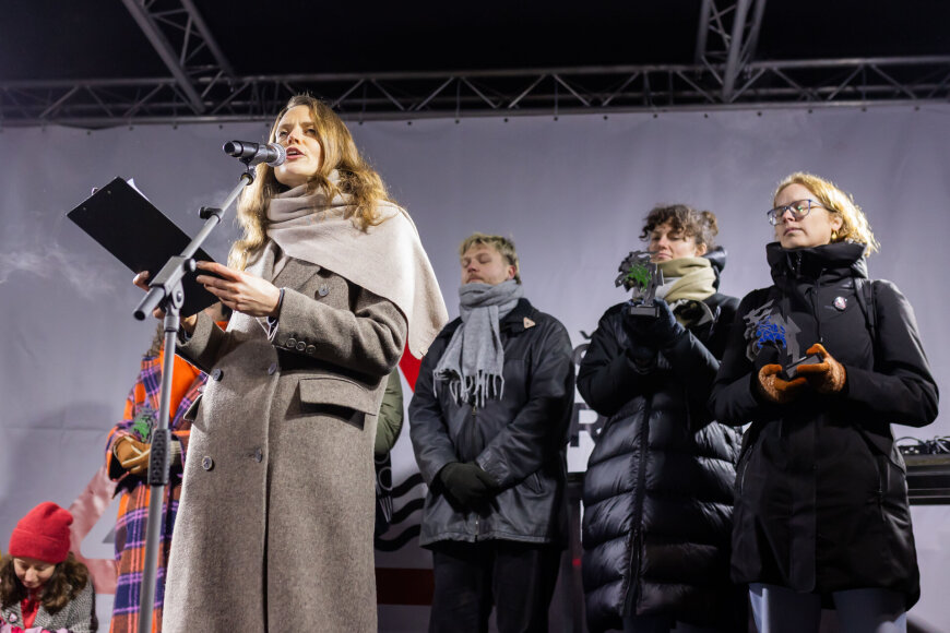 Patricija Adamovič / BNS/Ketvirtadienio protestas „Šalin rankas nuo laisvo žodžio!“. Evelina Šimkutė