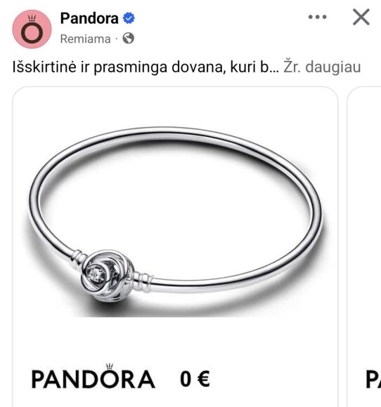 Ekrano nuotrauka, „Pandoros“ reklama