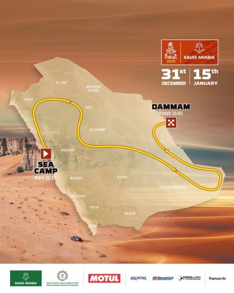 Dakar.com iliustr./Dakaro ralio 2023 m. trasos schema