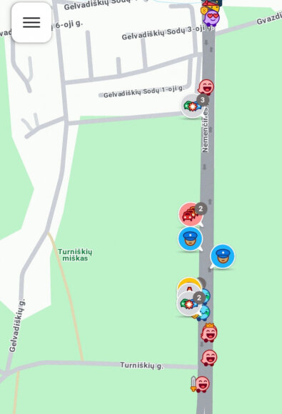 Atvaizdas iš „Waze“ programėlės/Įvykio vietoje