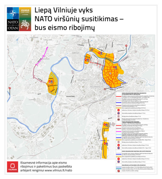 nato.vilnius.lt nuotr./Ribojimų NATO viršūnių susitikimo metu žemėlapis