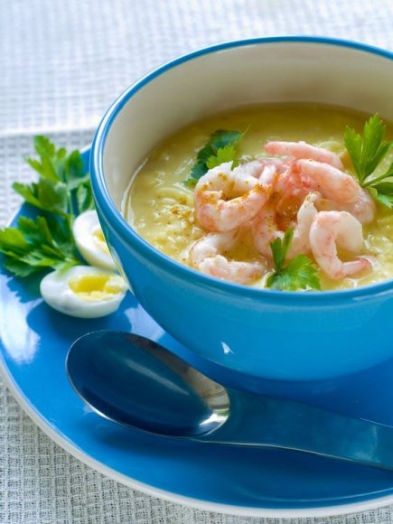 Daržovių sriuba su krevetėmis