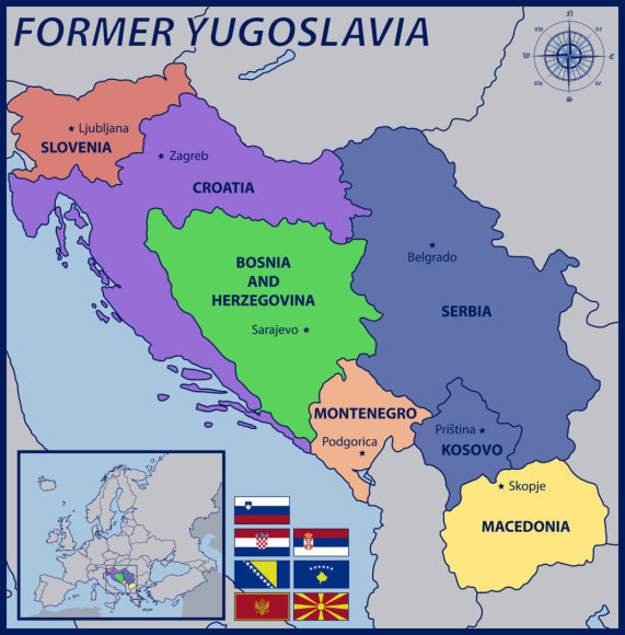 123rf.com nuotr./Buvusi Jugoslavija ir po jos žlugimo atsiradusios valstybės