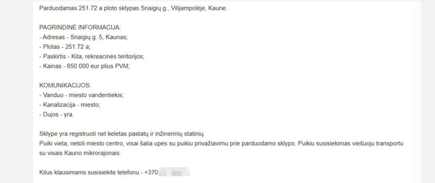 Ekrano nuotr./Vilijampolėje parduodamas sklypas