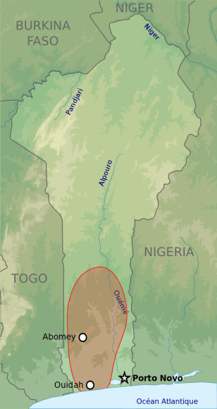 Wikimedia Commons / Public Domain nuotr./Dahomėjos teritorija ~1894 m. dabartinio Benino teritorijoje